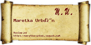 Maretka Urbán névjegykártya